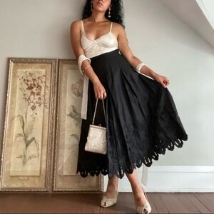 Silk Taffeta Embroidered Hem Midi Skirt Talbots NWT Sz 14